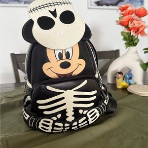Loungefly Mickey Halloween Skeleton Glownin the Dark Backpack
